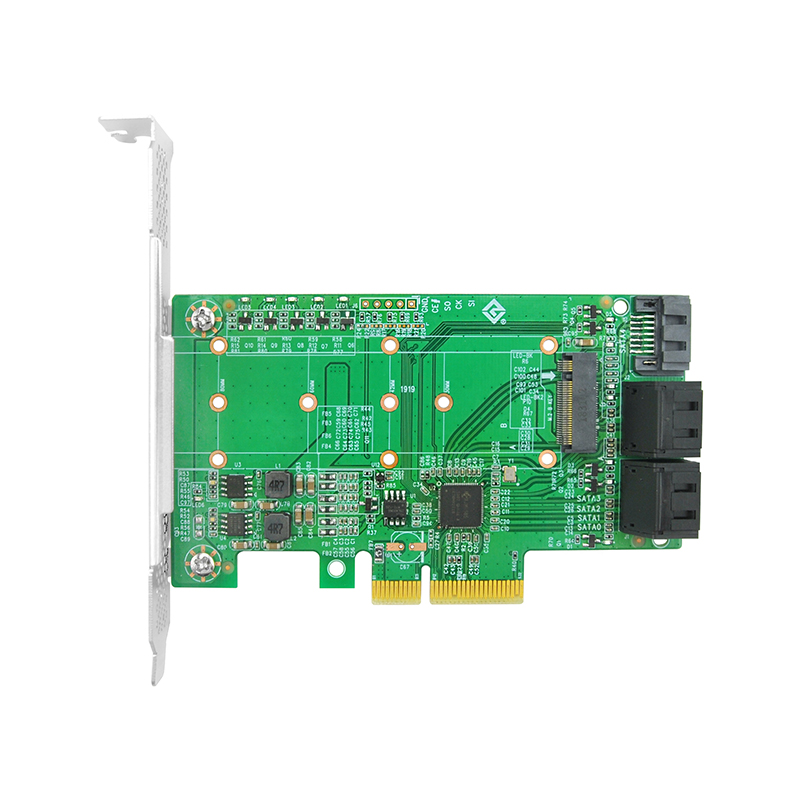 LRST9685-1M4S 5 Port SATA 3.0 or 4 Port SATA & 1 Slot M.2 Key B PCIex4 Card