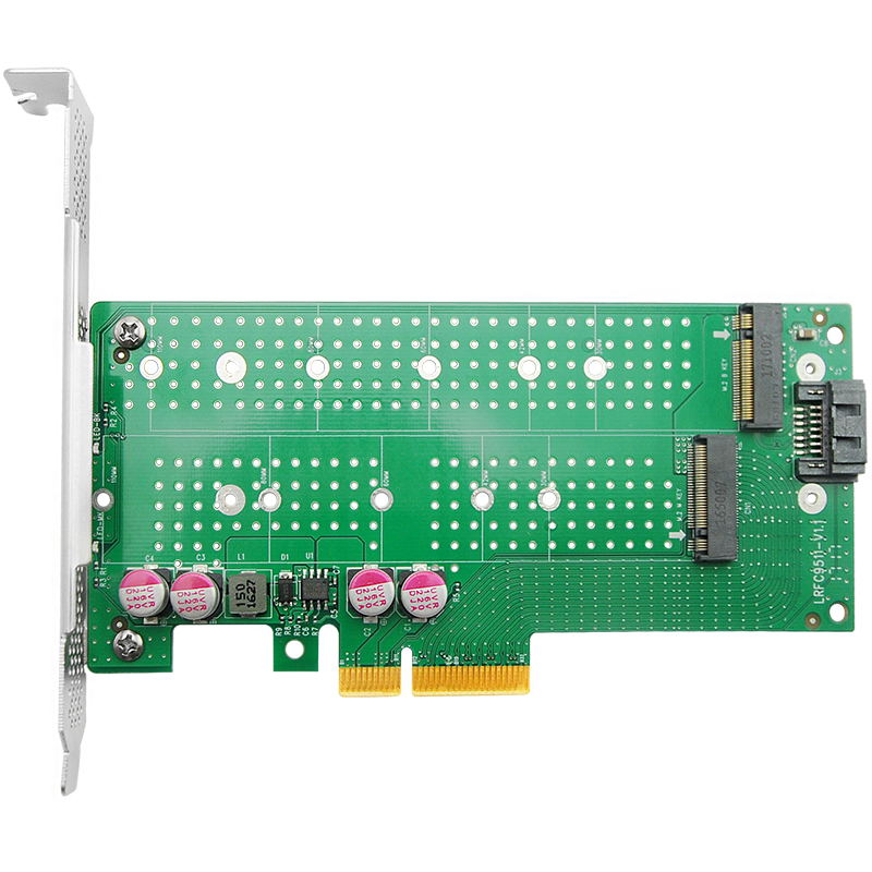 LRNV9511 PCIe x4 转 单口M.2 NVMe + 单口M.2 SATA